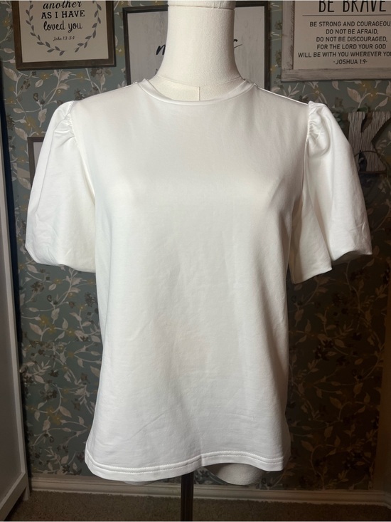 Walter Baker Tops - Walter Baker White Puff Sleeve Crewneck T-Shirt